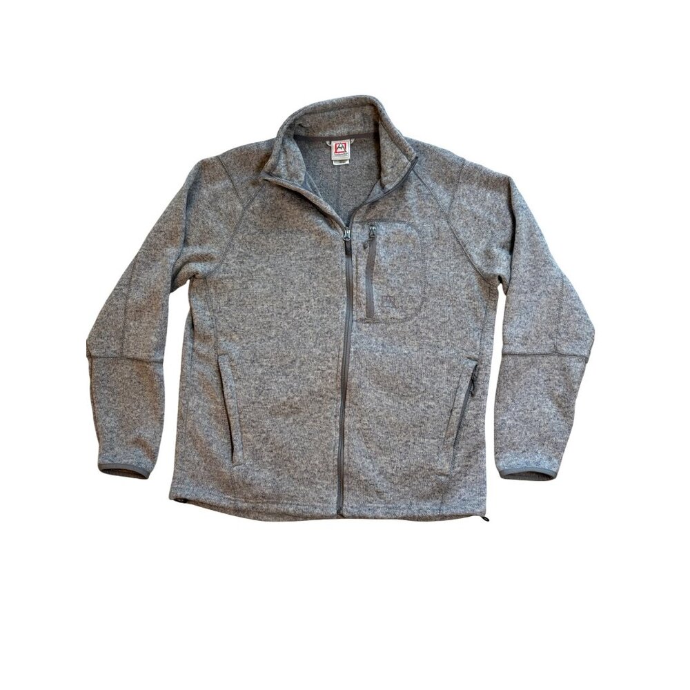 Avalanche Men's Fleece Size Large Gray Heathered Full Zip Pockets Adjustable Bot